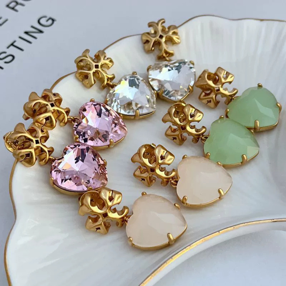 Tory Burch Heart Acrylic Matte Logo Earrings
